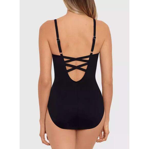 Miraclesuit Temptation Underwire One-Piece Swimsuit Size 12 Womens Black - Picture 2 of 16